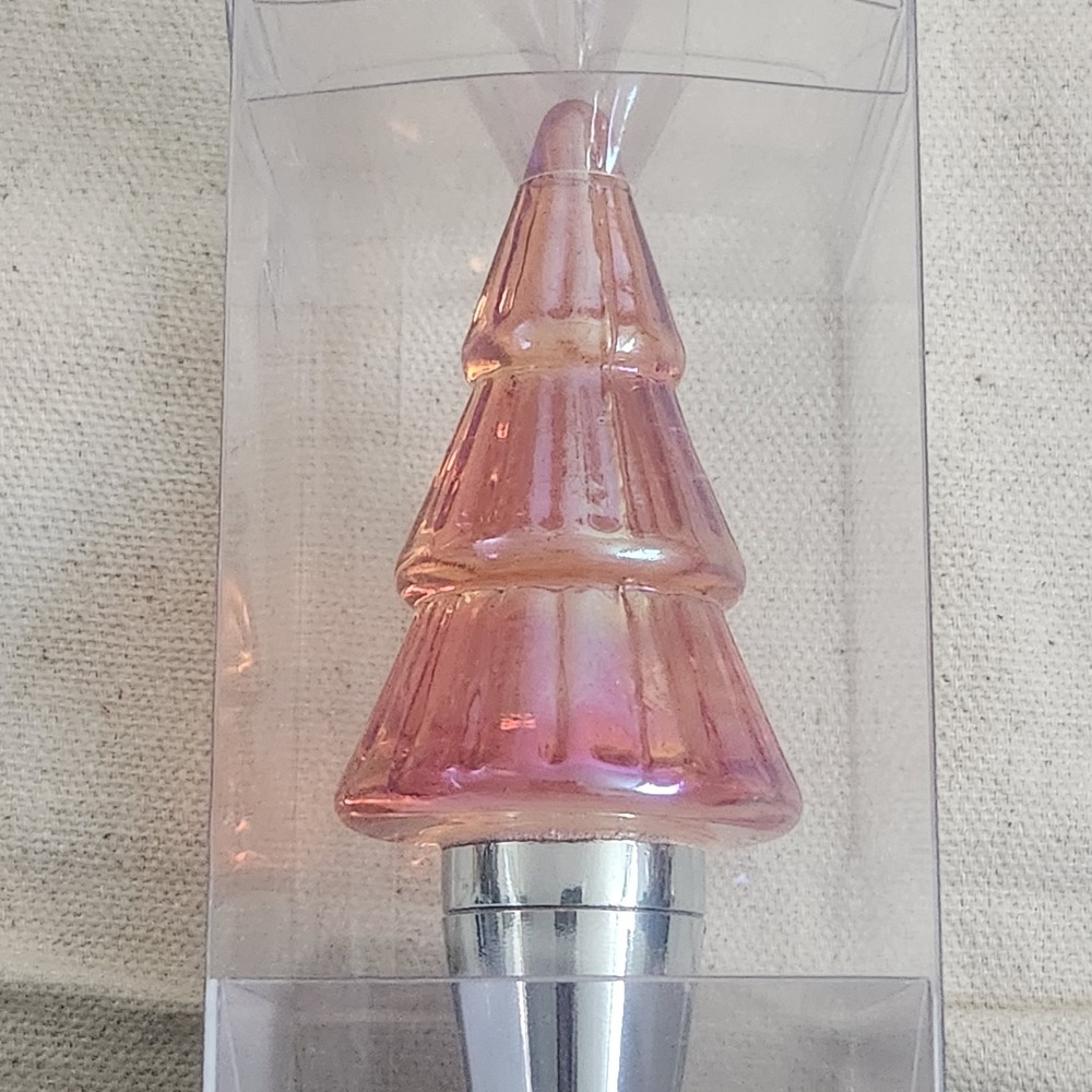 New 180 Degrees Twinkle Topper Pink Wine Christmas Tree Light Up Bottle Stopper